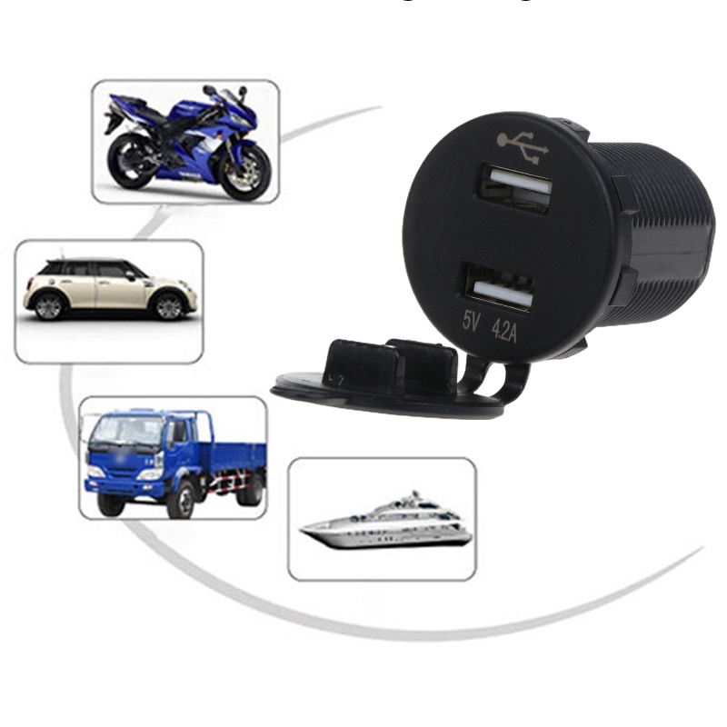 Tẩu Sạc Cổng USB Kép 12v Thông Dụng Cho Xe Hơi / Tàu Thuyền