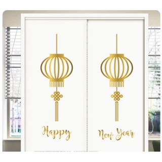 Decal trang trí Tết - Lồng đèn sắc nét (đỏ - vàng)
