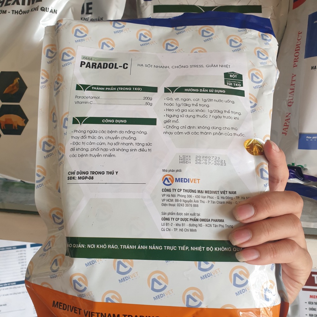 PARADOL-C hạ sốt dành cho chó mèo - vật nuôi gói 100g