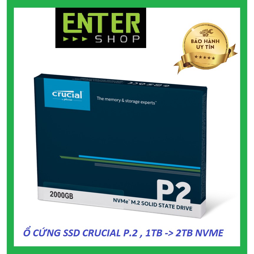 Ổ Cứng SSD Crucial P2, 1TB - 2TB, NVME, PCIE Gen 3×4 ( Bảo hành 3 ngày)