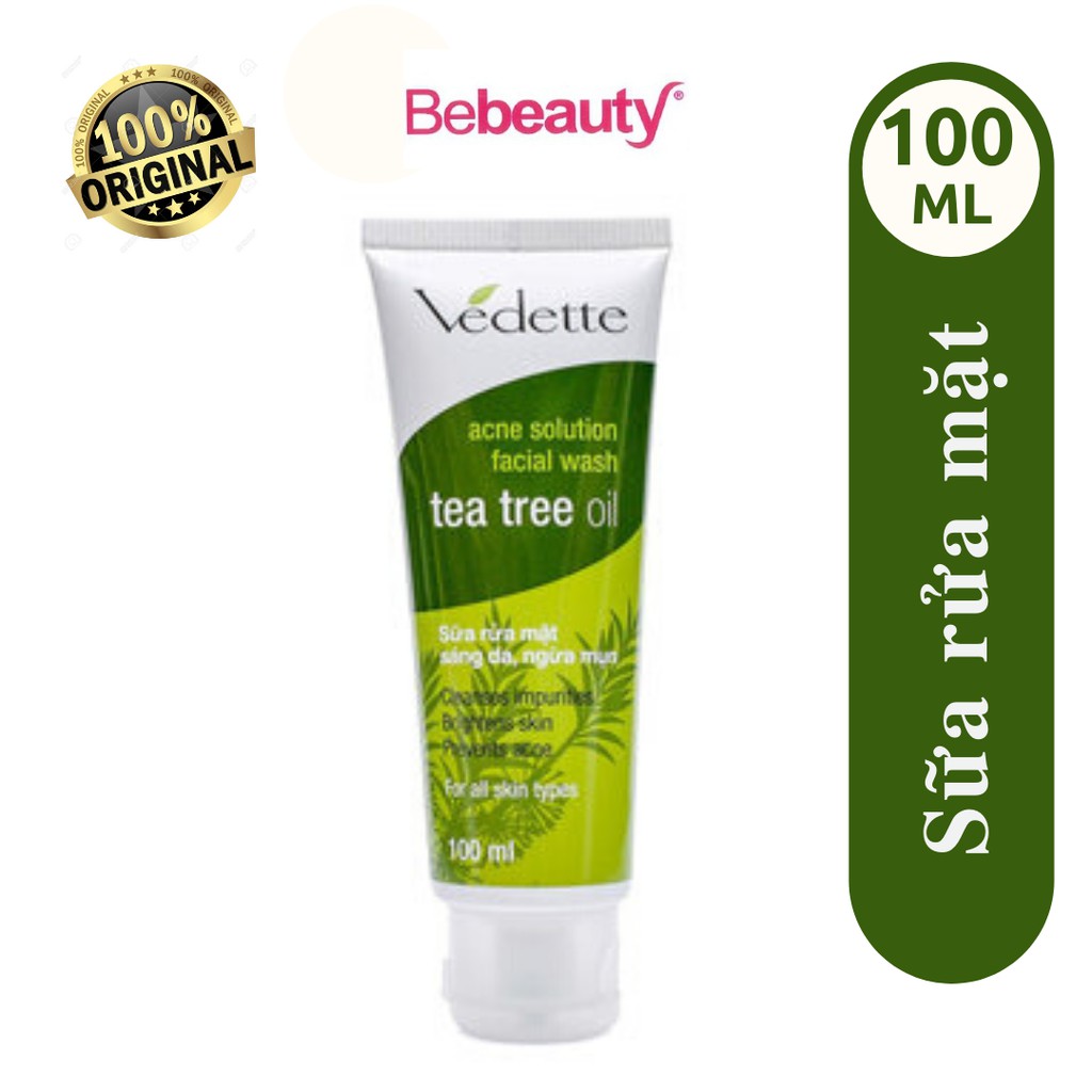 Combo Sữa Rửa Mặt, mặt nạ ngừa mụn Sáng Da, Ngừa Mụn VEDETTE Acne Solution Facial Wash TeaTree Oil | BigBuy360 - bigbuy360.vn