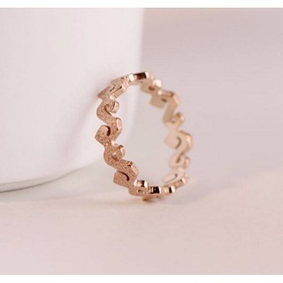 Nhẫn Nữ Titan Hoa Văn Chạm Cát Màu Vàng Hồng Không Đen Không Gỉ TT 0562