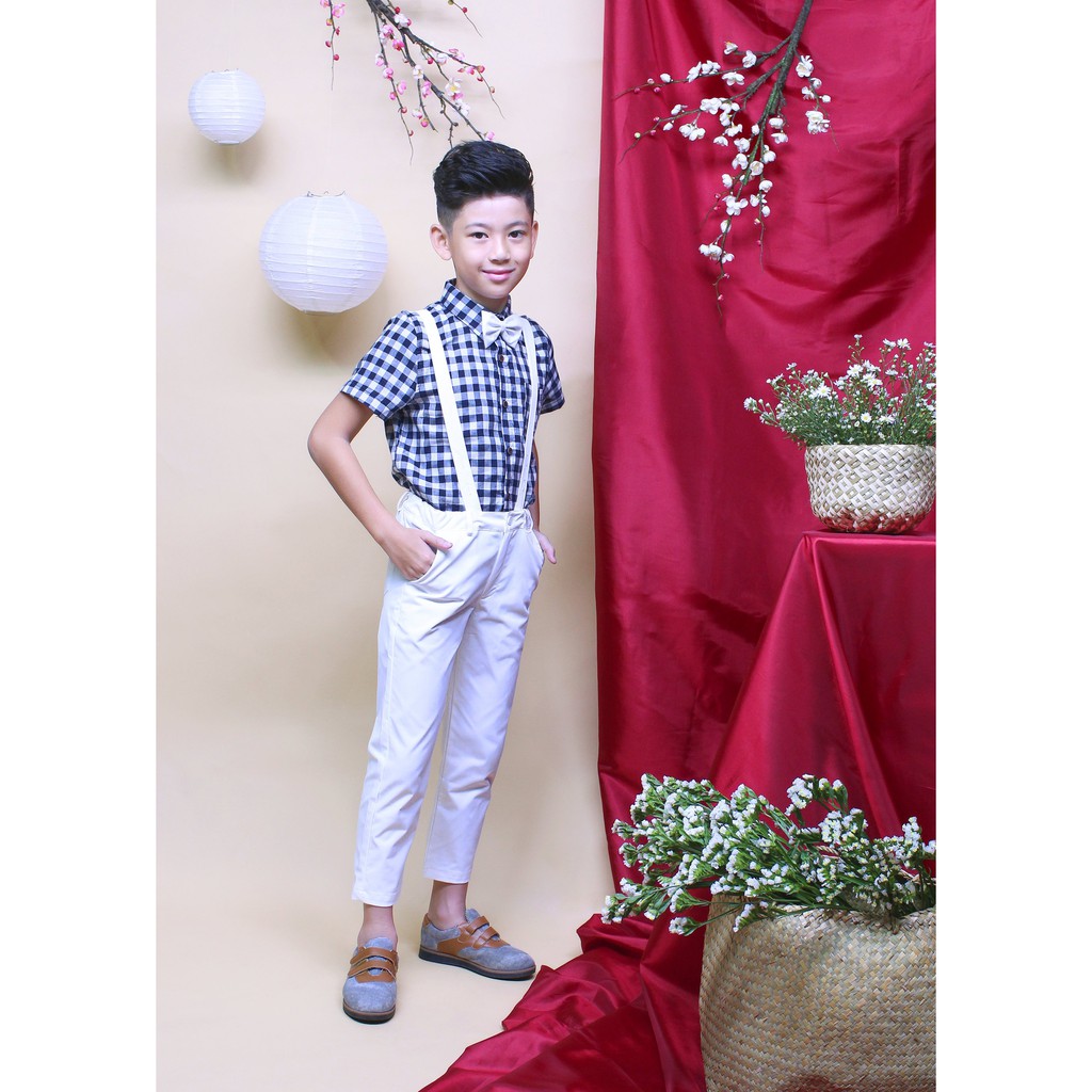 Áo sơ mi tay ngắn bé trai linen tay lơ vê từ 8kg - 55kg để đi chơi và đi tiệc  TAS019 - JADINY