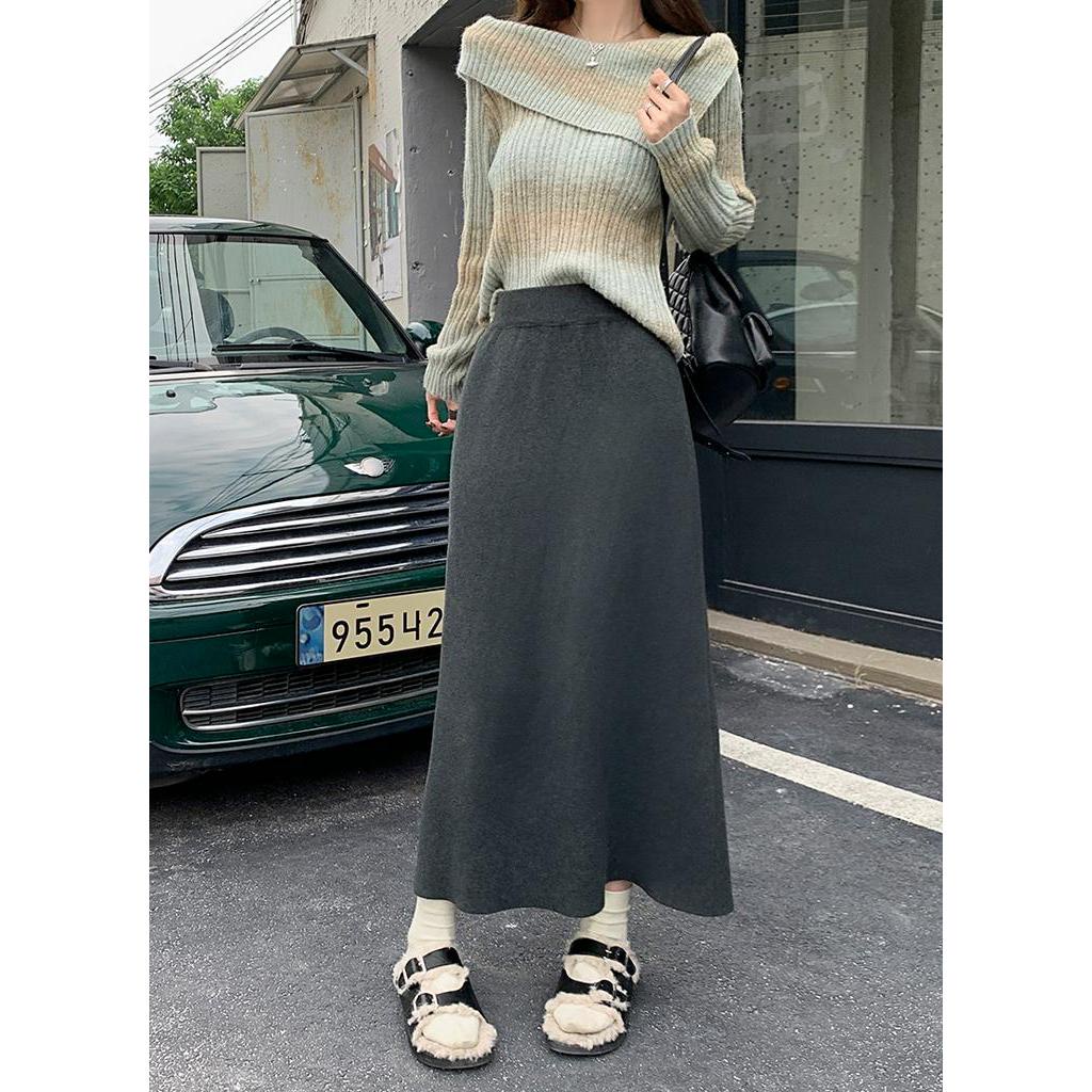 Chân Váy Len Dài Trung Bình Màu Nâu Phong Cách retro Thời Trang Thu Đông Kiểu Mới 68420