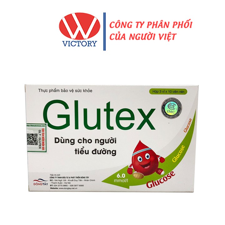 Viên Uống Glutex (Hộp 30 viên) - Hỗ Trợ Hạ Đường Huyết Và Giảm Nguy Cơ Biến Chứng Đái Tháo Đường - Victory Pharmacy