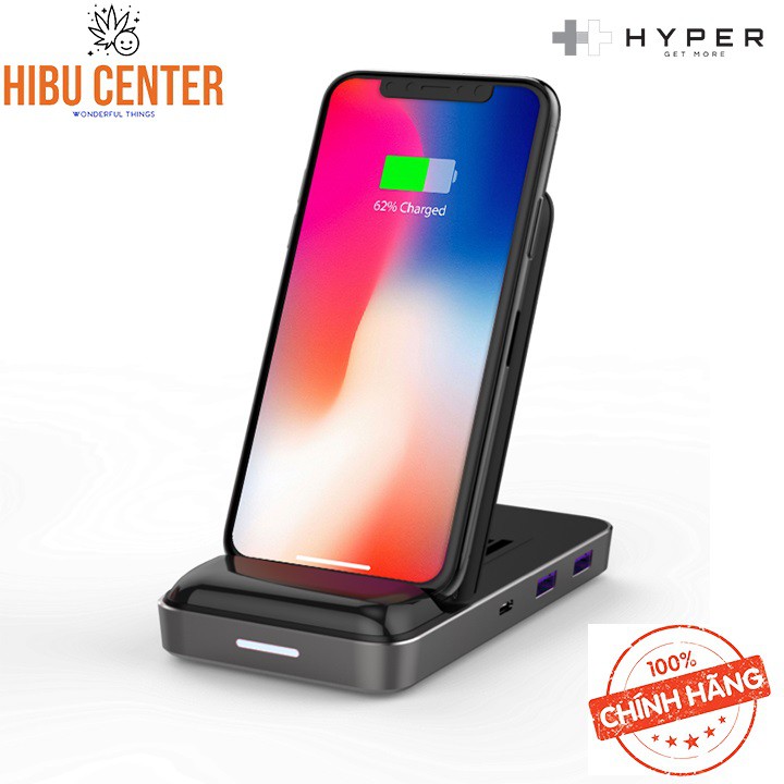 Đế sạc kiêm cổng chuyển HyperDrive 7.5W Wireless Charger USB-C Hub Đột phá về Công nghệ HD258B – HIBUCENTER