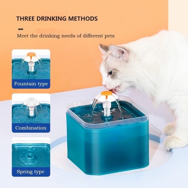 <COD> Máy uống nước lọc nước cho thú cưng / đài phun nước tự động cho mèo chó dung tích 2 lít