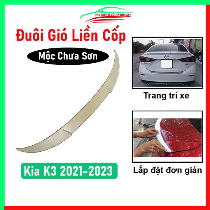 Đuôi gió sau xe liền cốp K3 2021-2023 hàng mộc chưa sơn