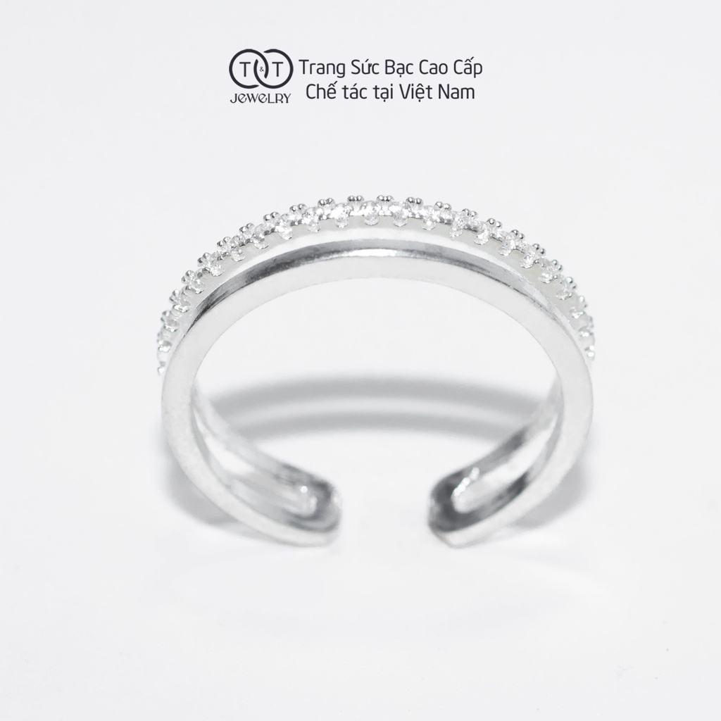 Nhẫn Bạc Nữ Vòng Đôi FREESIZE s925 T&T Jewelry cao cấp NN033