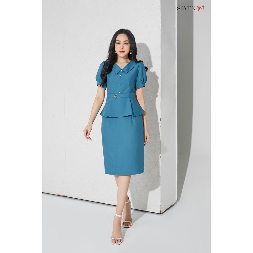 Chân Váy Juyp Dáng Ôm Seven.Am Chất Thô Màu Xanh FH710051