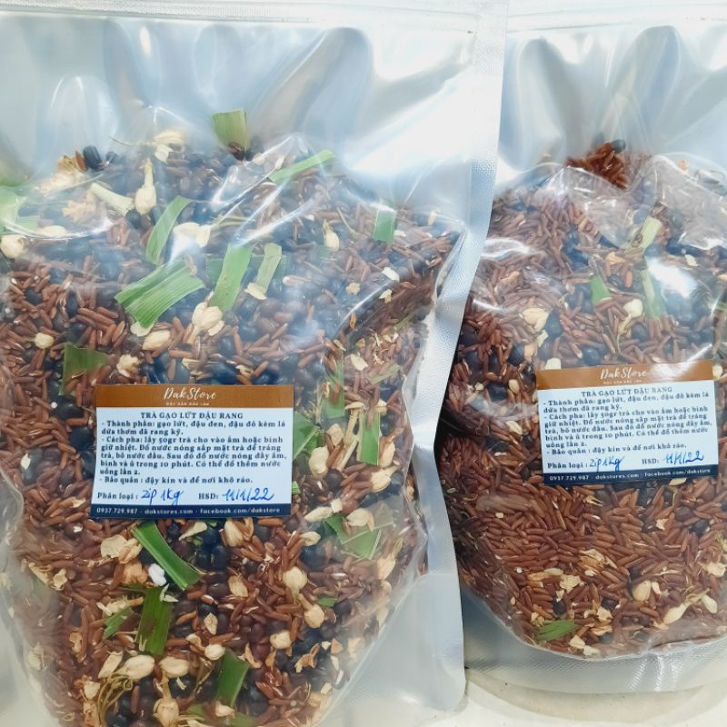 Trà gạo lứt giảm cân Dakfoodfamily, gạo lứt đậu đen đậu đỏ hoa nhài lá dứa
