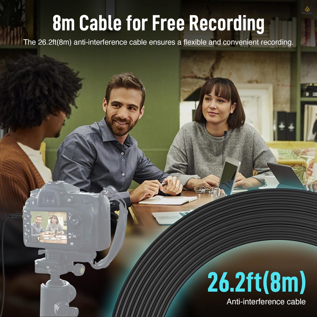 Micro SYNCO Lav-S8 chuyên nghiệp dài 8m/ 26.2ft có kẹp chống ồn hỗ trợ thu âm cho máy ảnh DSLR PC