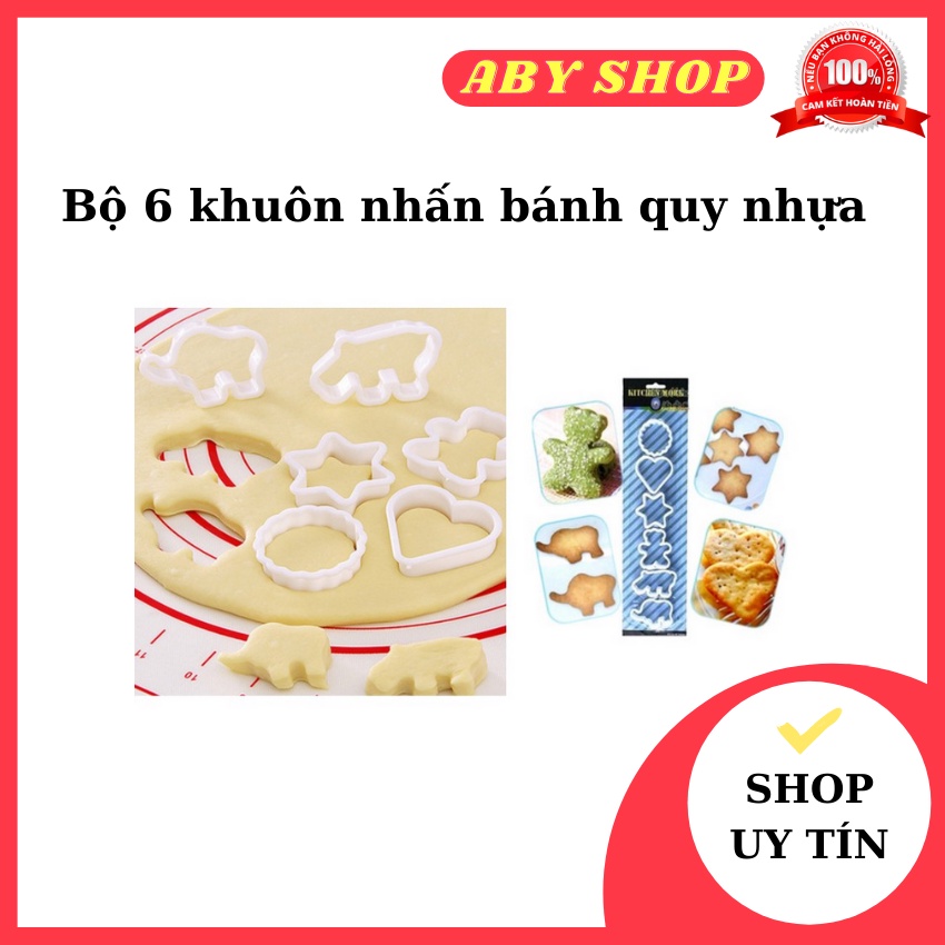 Bộ 6 khuôn nhấn bánh quy nhựa ⚡ HÀNG CAO CẤP ⚡ khuôn nhựa nhấn bánh quy kích thước nhỏ gọn dễ thao tác sử dụng