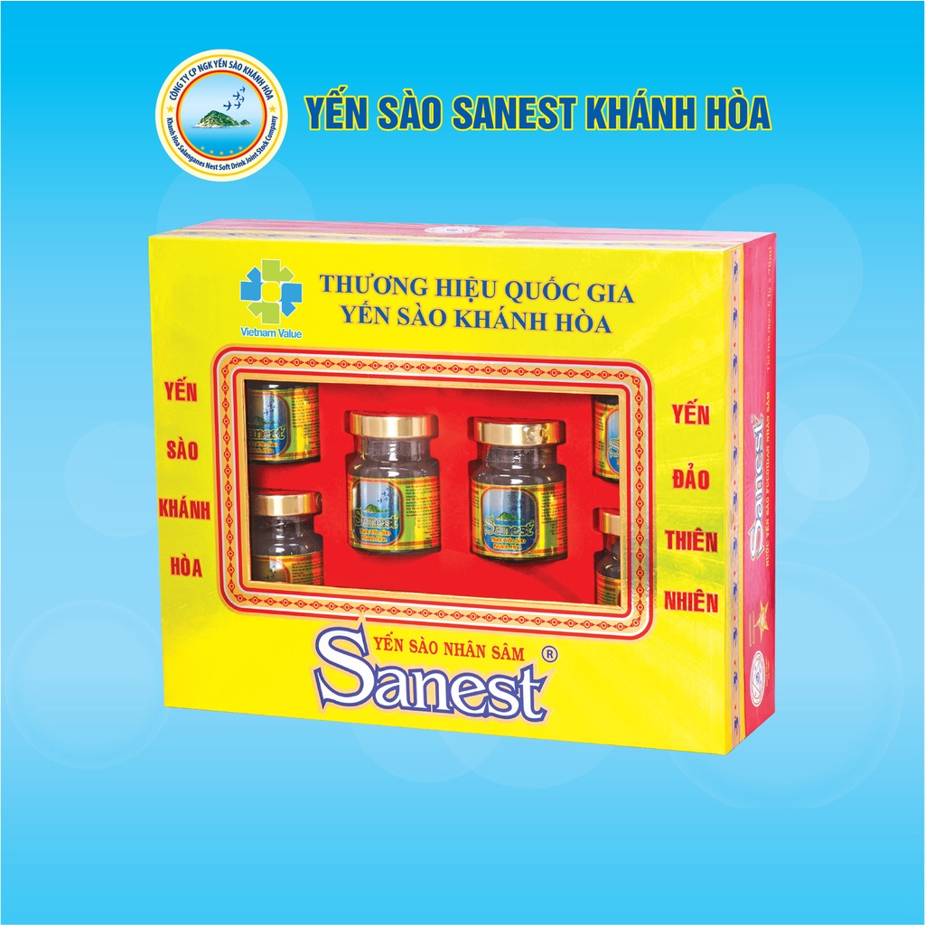Nước Yến sào Khánh Hòa Sanest Fucoidan Nhân sâm đóng lọ 70ml - 700H6