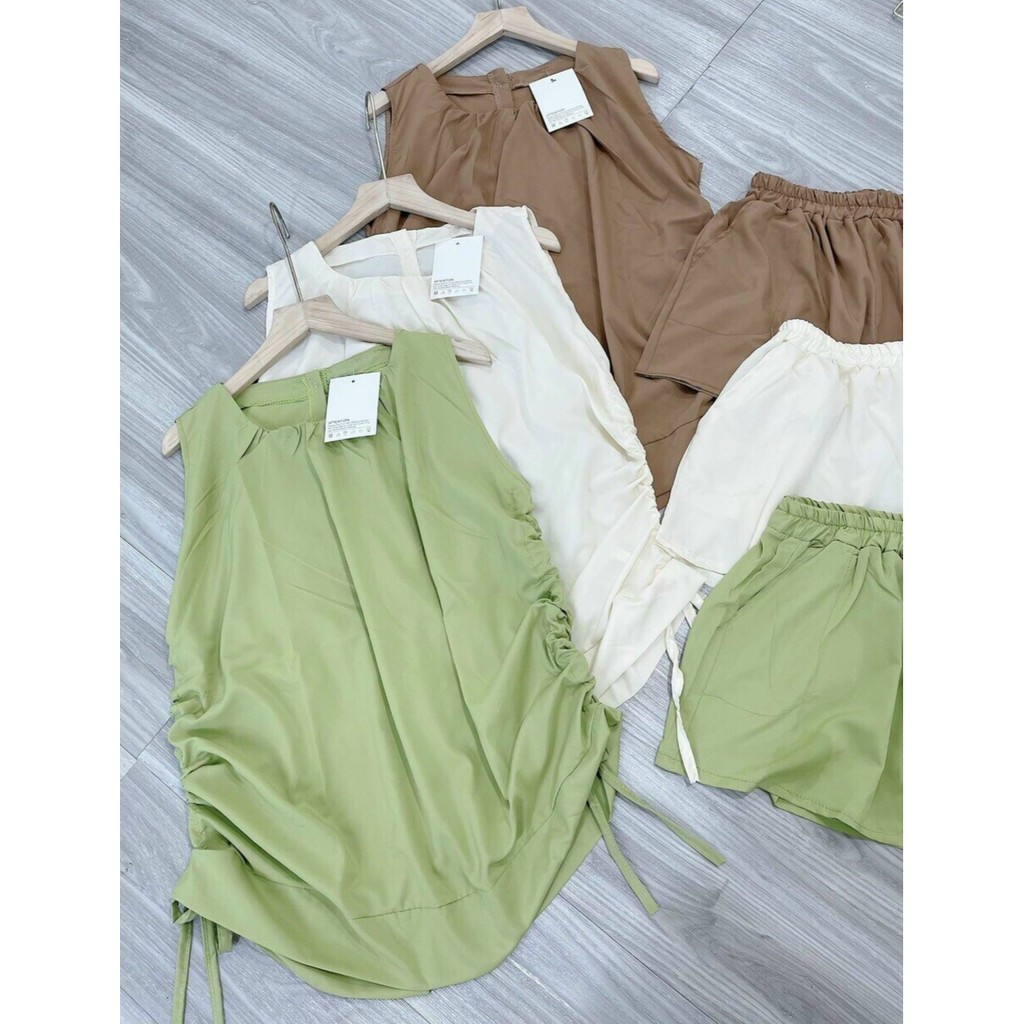 Set Bộ Áo RúT Dây Hai Bên Form Rộng Và Quần Ngắn Thời Trang Nữ Rose Fashion