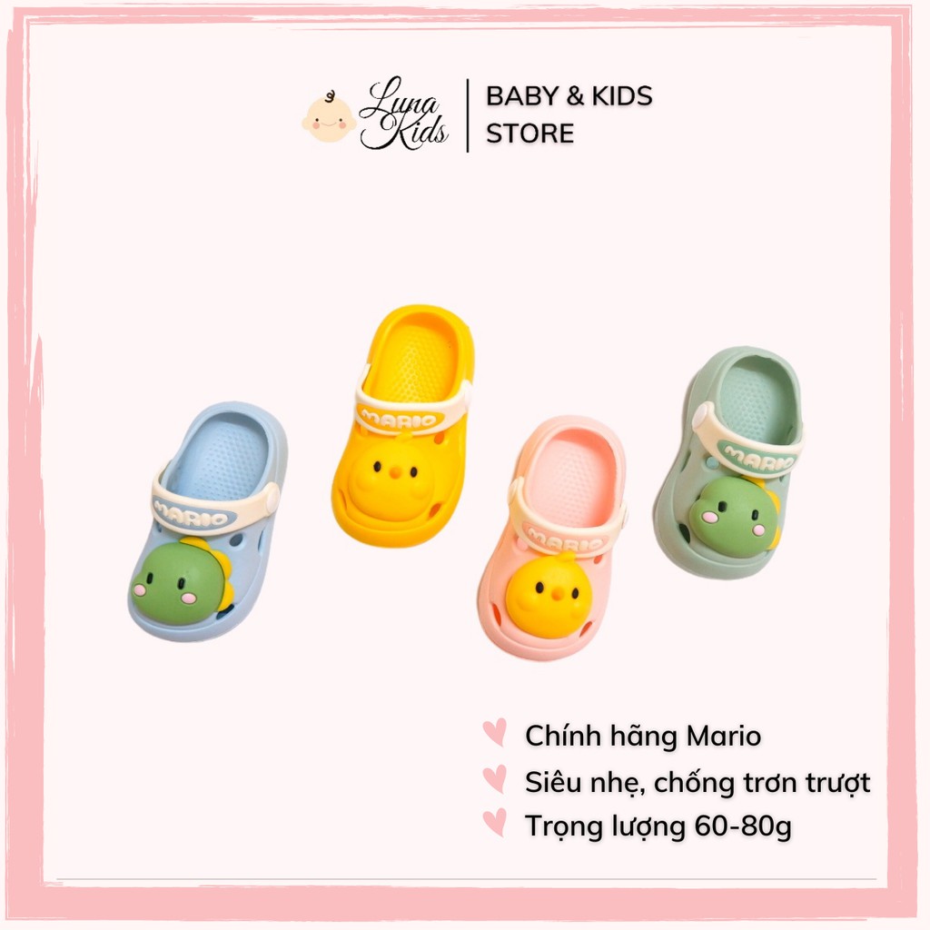 Dép sục Cross Cheerful Mario cho bé, trẻ em, bé trai, bé gái, siêu nhẹ chống trơn trượt - LunaKids [Ảnh thật]