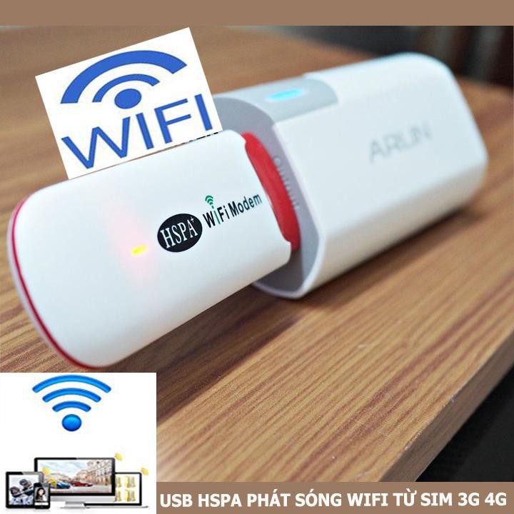 Usb Phát Wifi Băng Thông Từ Sim 3G/4G Đa Mạng Dongle Hspa , Truy Cập Internet Không Giới Hạn Lắp Sim Là Sài Wifi