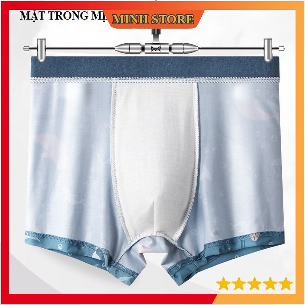QUẦN LÓT NAM BOXER Thun lạnh, Quần sịp nam lụa băng Họa Tiết Dễ Thương Vải Su Ép Xịn siêu mát lạnh SL03 - MS66