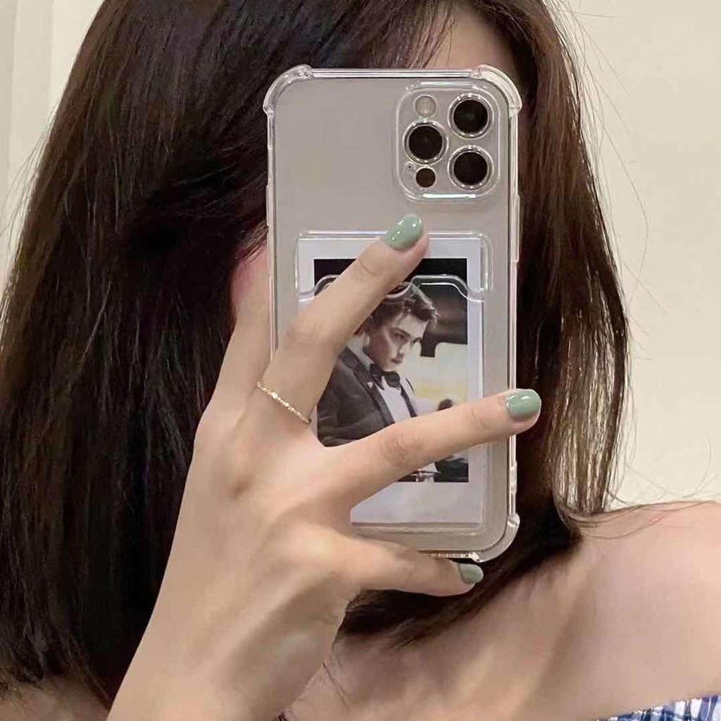 Ốp điện thoại bằng silicon kèm ngăn đựng thẻ thích hợp cho iPhone 13 12 11 mini pro max xr xs max x 10 8 2020