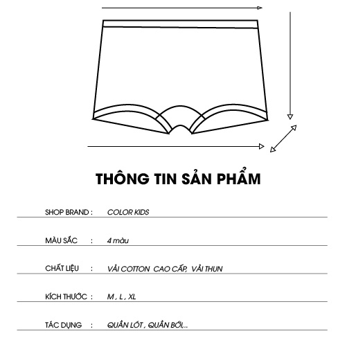 Quần chíp trẻ em , quần chíp đùi cho bé gái cao cấp, COMBO4 chiếc quần lót trẻ em, hình động vật kẻ , COLOR KIDS CKCMG4c