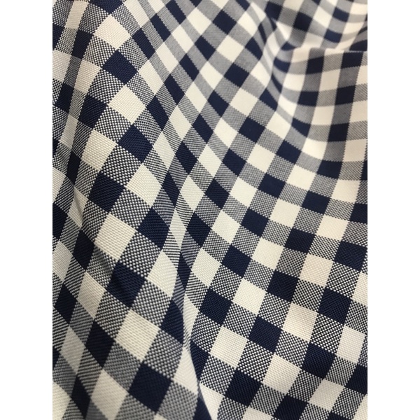 Vải Cotton sọc caro  màu xanh đen mềm mặc mát may đầm váy,áo sơ mi,đồ bộ