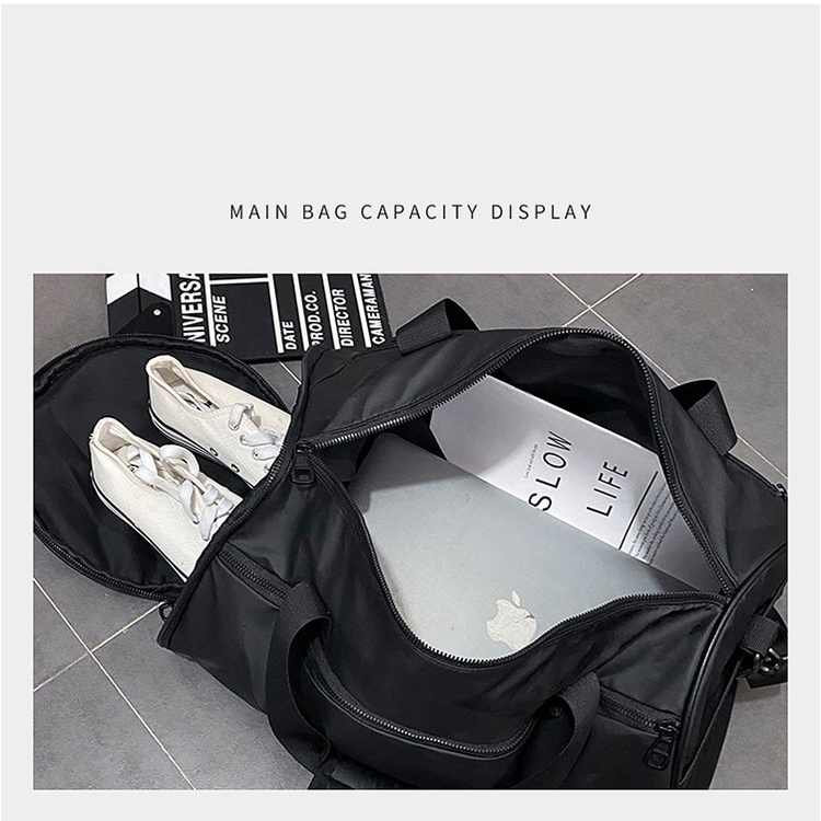 Túi trống du lịch, túi xách đeo chéo có ngăn để giày riêng, thiết kế đơn giản, nhiều màu sắc - 𝑰𝑩𝑨𝑮