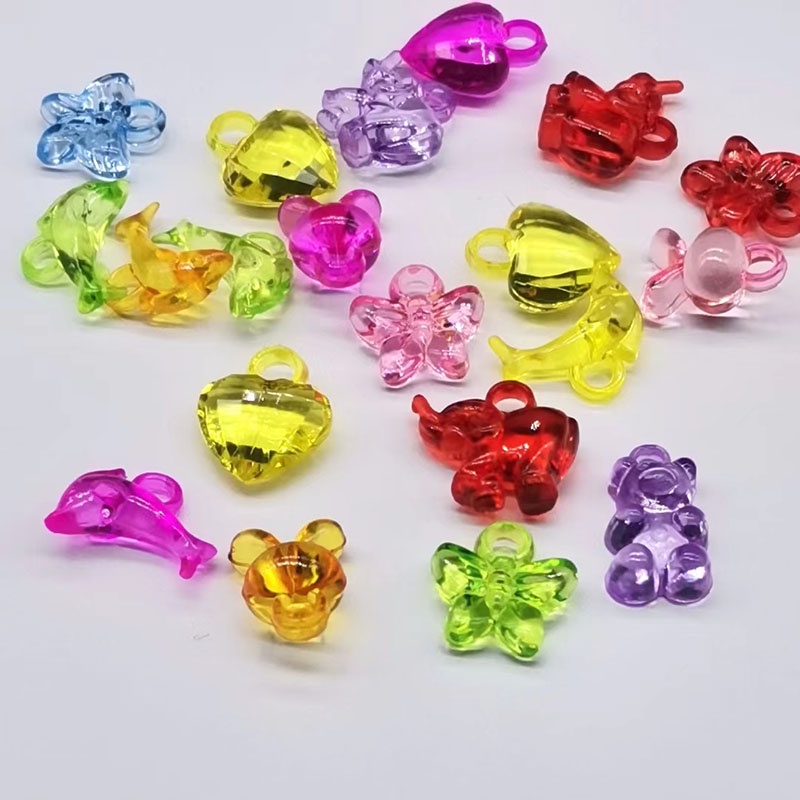 Bộ 20 Mặt Dây Chuyền Hình Gấu Bằng Acrylic Trong Suốt Nhiều Màu