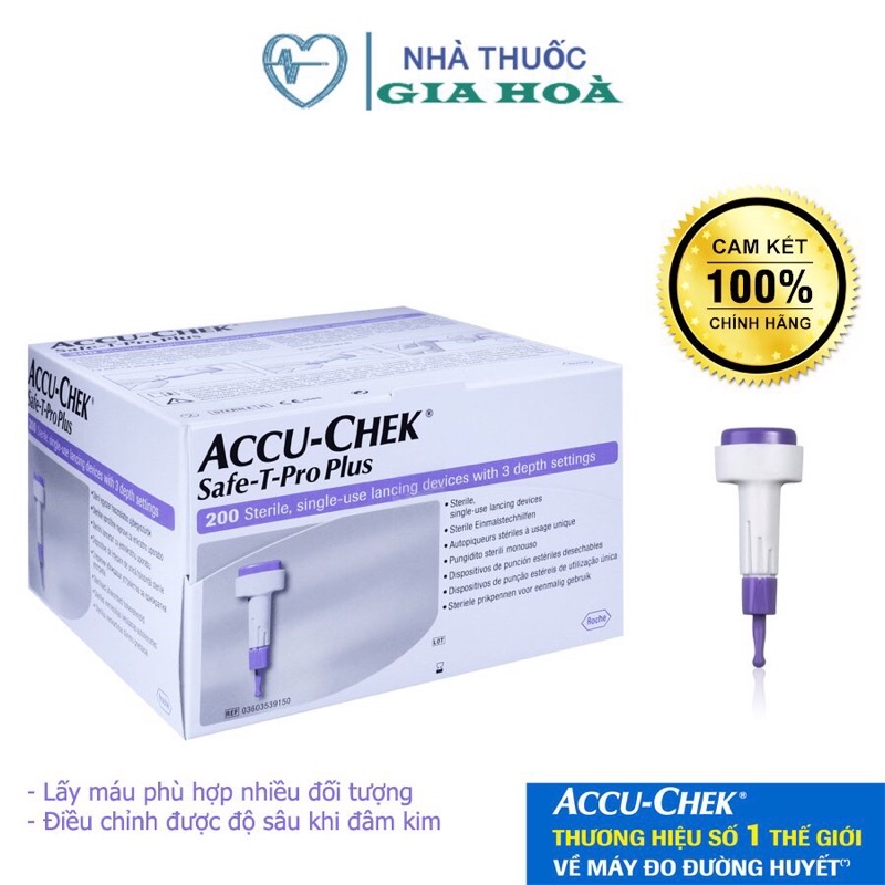 Thiết bị lấy máu xét nghiệm Accu-Chek Safe-T-Pro Plus điều chỉnh độ đâm sâu kim, lấy máu gần như không đau (CHÍNH HÃNG)