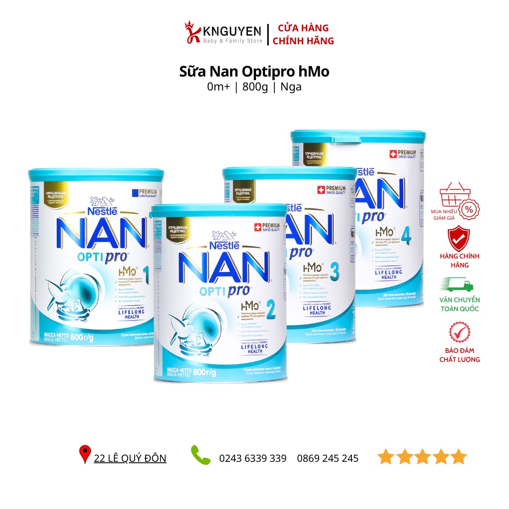Sữa bột NAN nga đủ số 1,2,3, 4 hộp 800g/ 400g