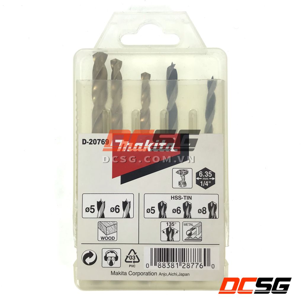 Bộ mũi khoan sắt và gỗ chân lục giác (5 cái/bộ) Makita D-20769 | DCSG
