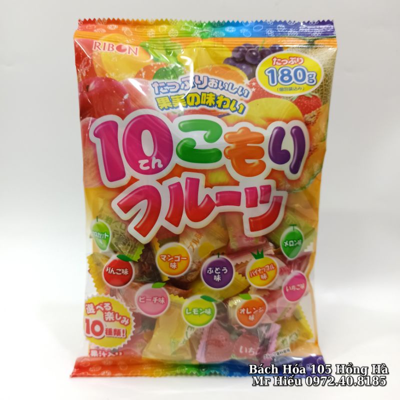 [T10/2022] Kẹo hoa quả Ribon 10 vị 180g