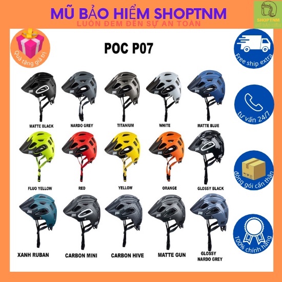 [ Chính Hãng ] Mũ bảo hiểm xe đạp thể thao POC-07, Nón bảo hiểm xe đạp thể thao nam nữ cao cấp POC-07 Full box