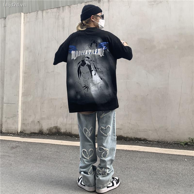 Quần jean dài ống rộng phong cách hip hop đường phố cá tính thời trang cho nữ