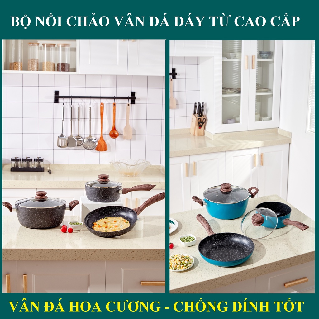 Nồi vân đá đáy từ TFFP-541 - Có nắp đậy kính cường lực, kháng khuẩn, chịu nhiệt tốt - 16-18-20-24-28cm