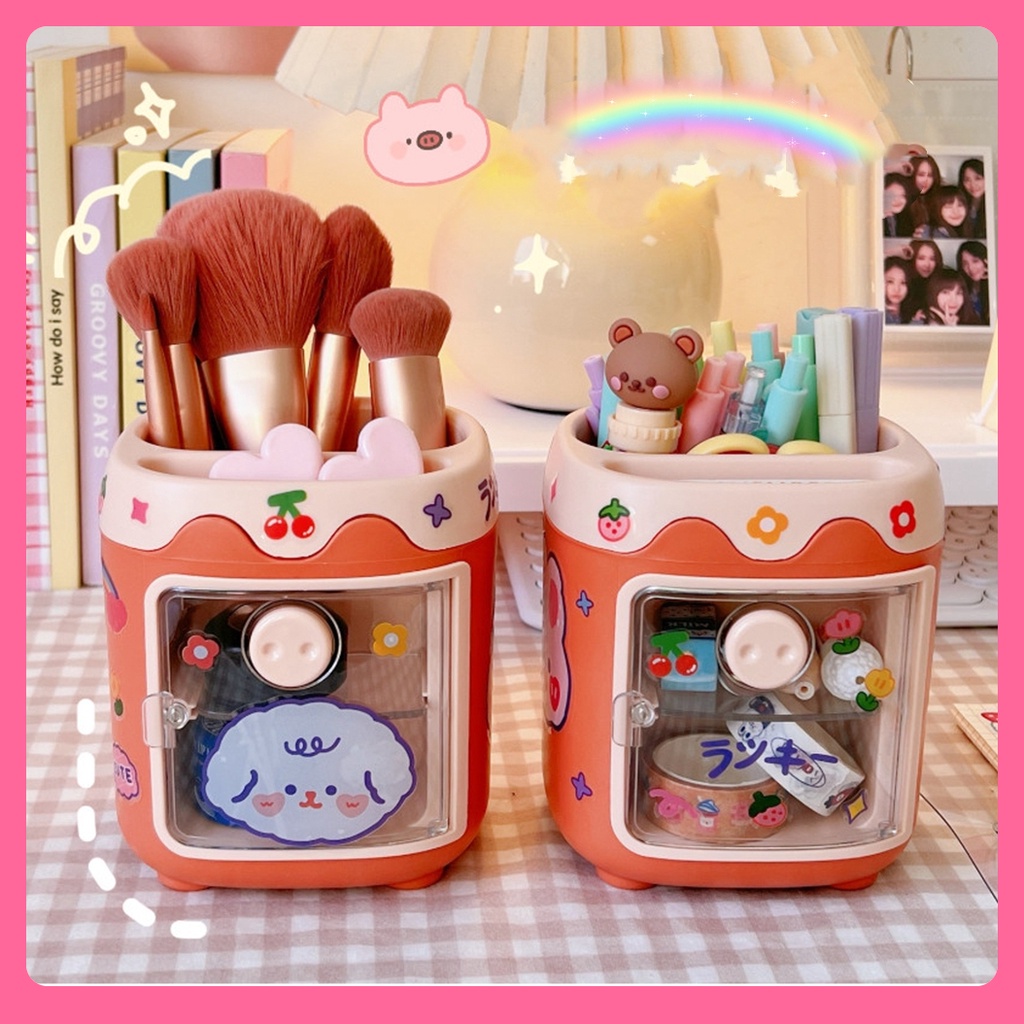 Tủ để bàn khay 4 ngăn để cọ trang điểm, bút, trang sức phong cách Hàn Quốc hình Mũi Heo độc lạ trang trí xinh xỉu