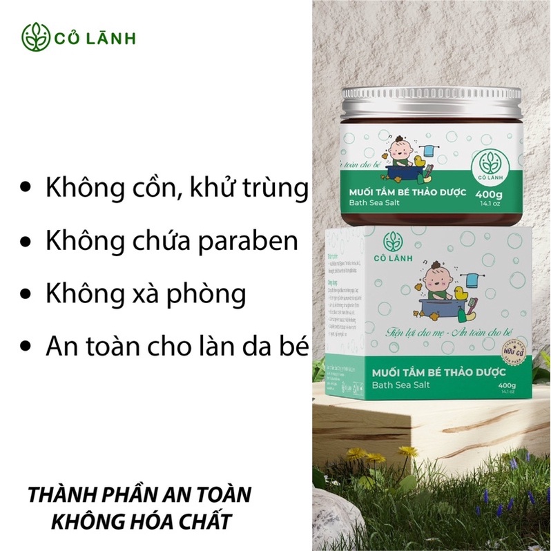 Muối tắm bé thảo dược Cỏ Lành 400G