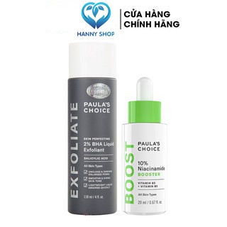 Combo Skin Perfecting 2% BHA Liquid 118 ml Và  Niacinamide Booster 10% 20ml Thu Nhỏ lỗ Chân Lỗ Chân Lông Paula's Choice