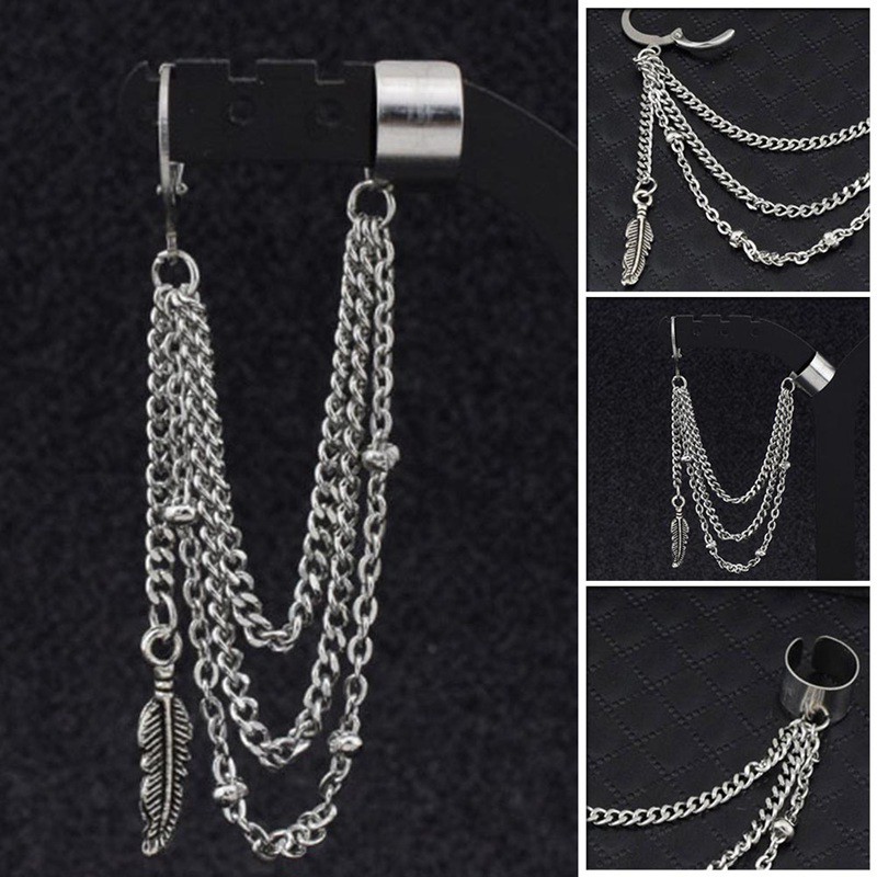 Bông tai phối xích cá tính phong cách Hàn Quốc cho nam