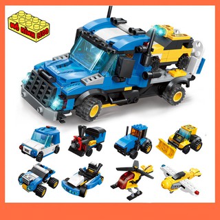 Đồ chơi xếp hình lego giá rẻ 8 trong 1 Qman 1809 mô hình xe ô tô đầu kéo 329 chi tiết cho bé
