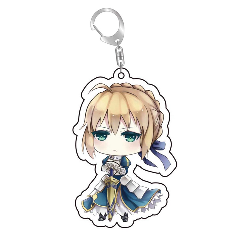 Móc Khóa Nhựa Acrylic Hai Mặt Hình Nhân Vật Saber Trong Fate/Stay Night