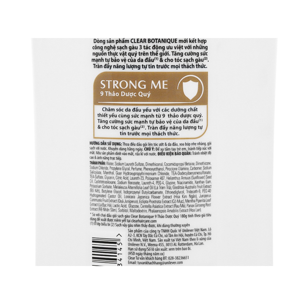 Dầu Gội Sạch Gàu Clear Botanique 9 Thảo Dược Quý 340g