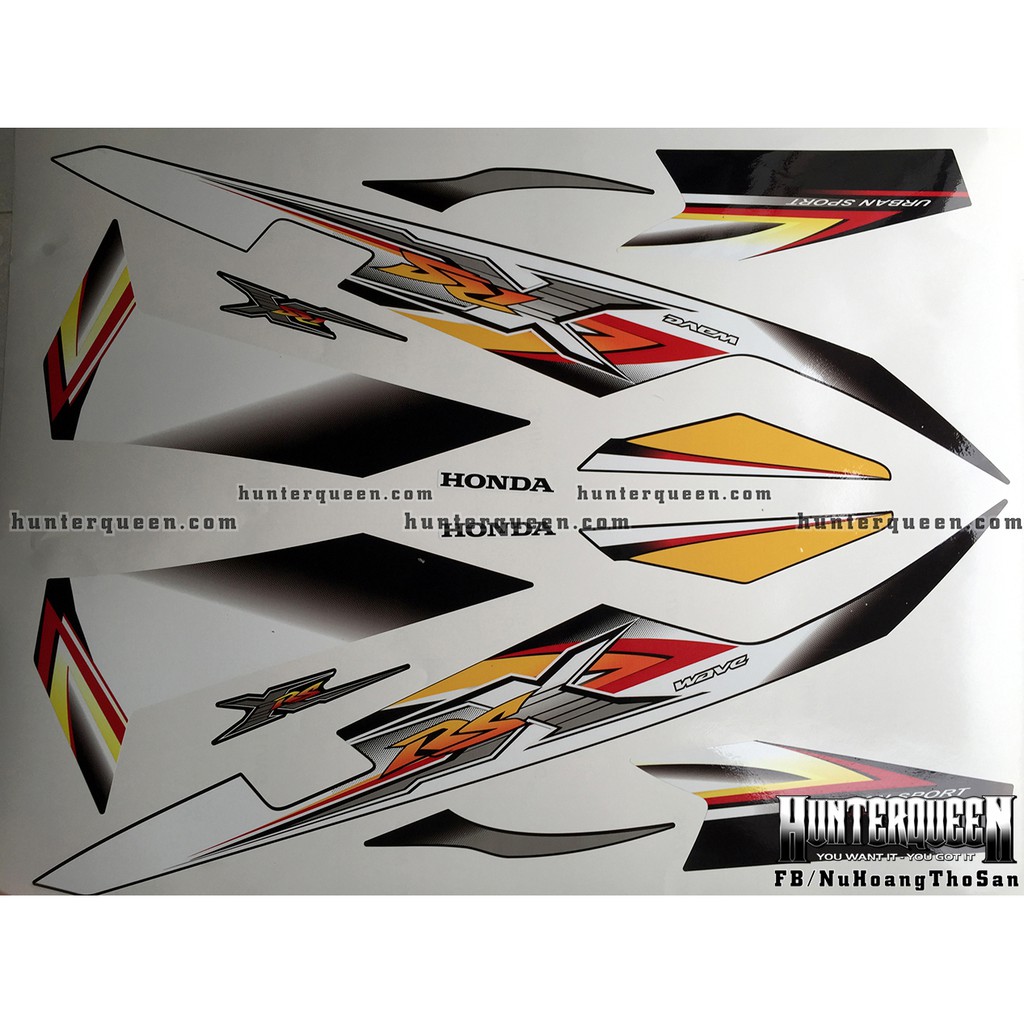 Tem rời dán xe WAVE RSX 2008 đen trắng. Thay thế tem zin