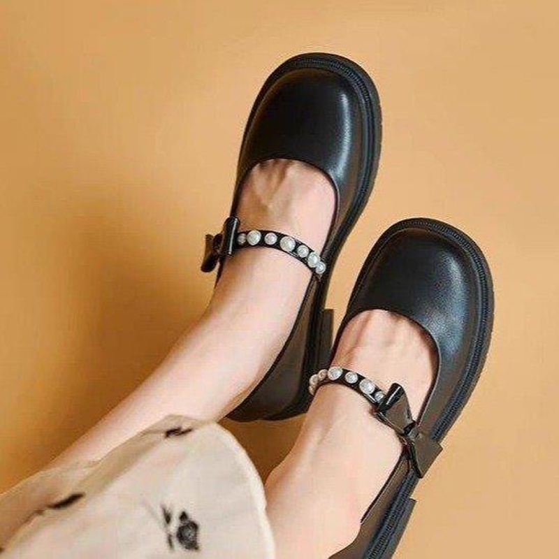 Giày Cao Gót Đính Ngọc Trai Phong Cách lolita Xinh Xắn Cho Nữ