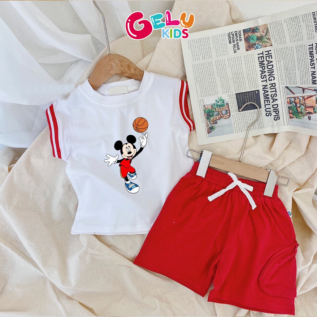 Bộ cộc tay bé trai GELU KIDS mickey chất liệu cotton mềm mịn dáng thể thao năng động - SBU006