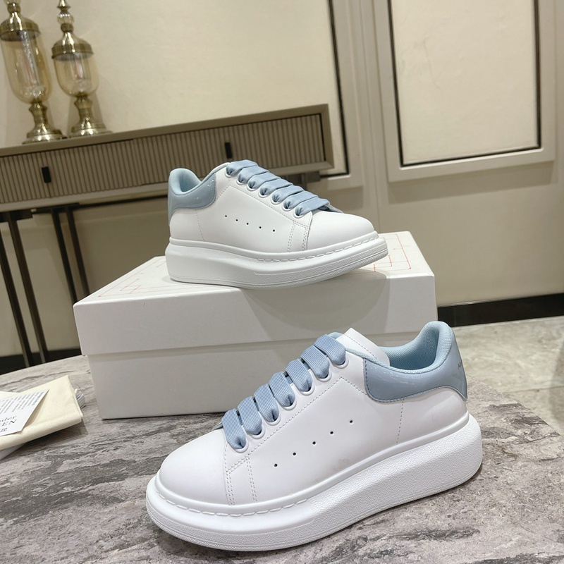 Giày Thể Thao Alexander McQueen Bằng Da Bò Màu Xanh Lam Băng Bản Rộng Giản Dị Thời Trang Xuân Hè Mới Cho Nữ