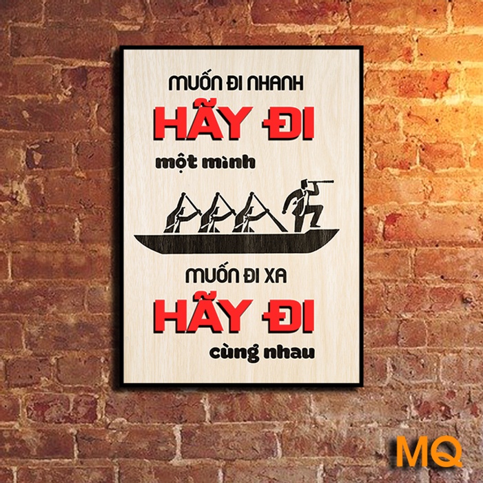 Tranh Slogan Treo Trang Trí Văn Phòng Làm Việc Nền Gỉa Vân Gỗ Hiện Đại 57-65