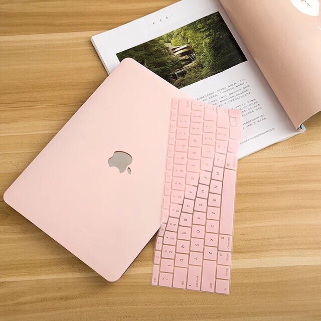 Combo Case Macbook Pastel Hồng Tặng Nút Che Bụi