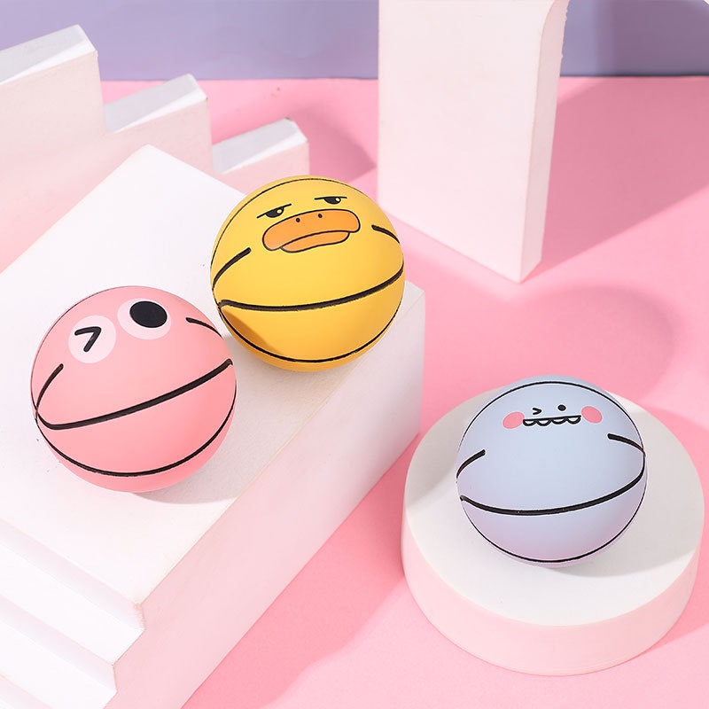 Bóng rổ đồ chơi bằng cao su đàn hồi cao 6cm họa tiết hoạt hình cho bé