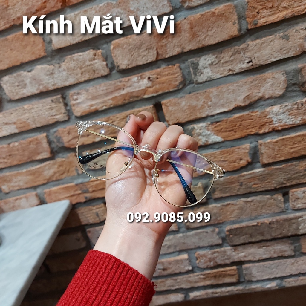 Gọng kính cận kim loại dáng tròn Nam nữ  V2763 - Kính thời trang hàn quốc 0 độ + Nhận cắt cận - viễn - loạn