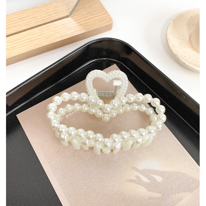 Kẹp tóc kẹp càng cua đính ngọc châu phong cách Hàn Quốc sang chảnh thanh lịch cho nữ - KT02